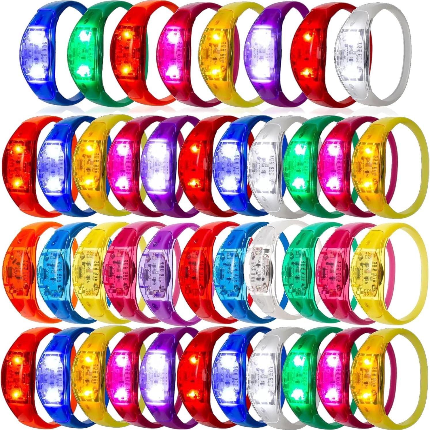 

10Pcs LED Bracelets Sound Activated with Flashing LED Strobe Music Control Light Up for Rave, Game Prizes Birthday Party Favor Valentine s Day gift