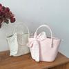 Womens Mini Tote Bag PU Leather Crossbody Handbag With Bow Detail Sweet Style Daily Use Shoulder