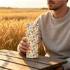 Straight Cup 591ml Bountiful pumpkins and melon fruits Straw Cup Skinny Tumbler Metal Coffee Mug Travel Drink Mug Portable Tumbler