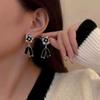1 Pair Black Camellia Earrings For Women Elegant  Flower Hanging Earring Party Jewelry Valentine'S Day Girl Gift