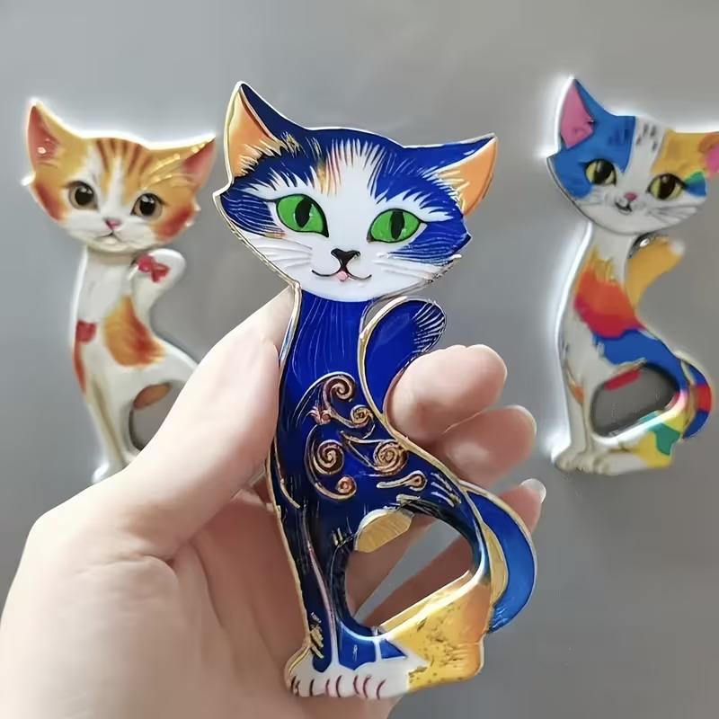 Enchanting Cat Acrylic Fridge Magnets Bottle Opener Embossing Hot Stamping Refrigerator Magnets Sticker Gift Home Decoration