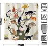 Funny Cartoon Cat Tree Printed Shower Curtain Cute Boho Anime Kittens For Bathroom Decor
