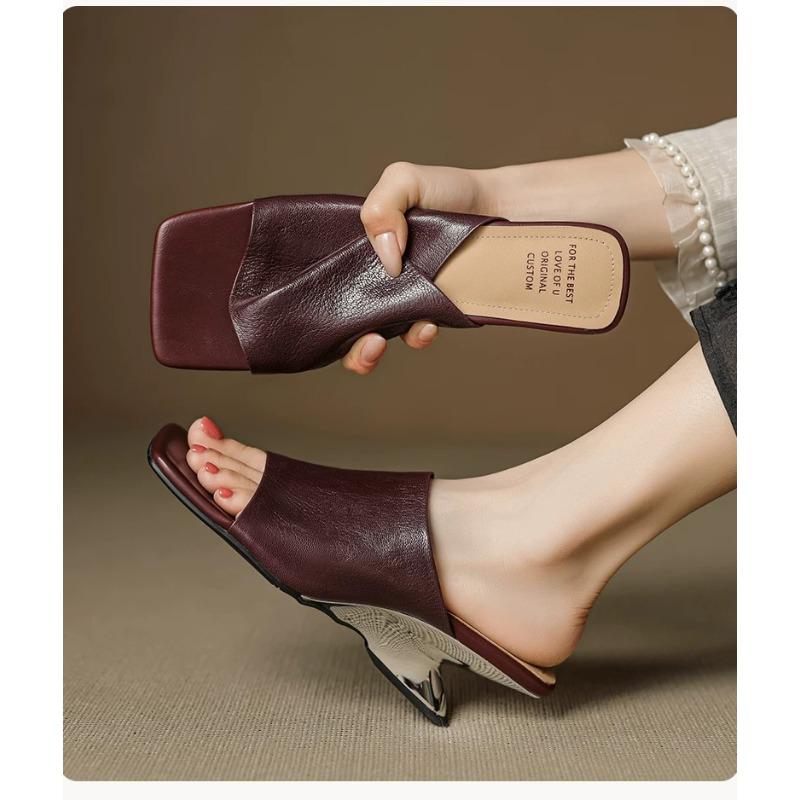 New Style Square Toe Slip on Shoes Soft Ladies Abnormal Heels Sandals All Matched Open Toe Shoes Sexy Summer Shoes Zapatos Mujer