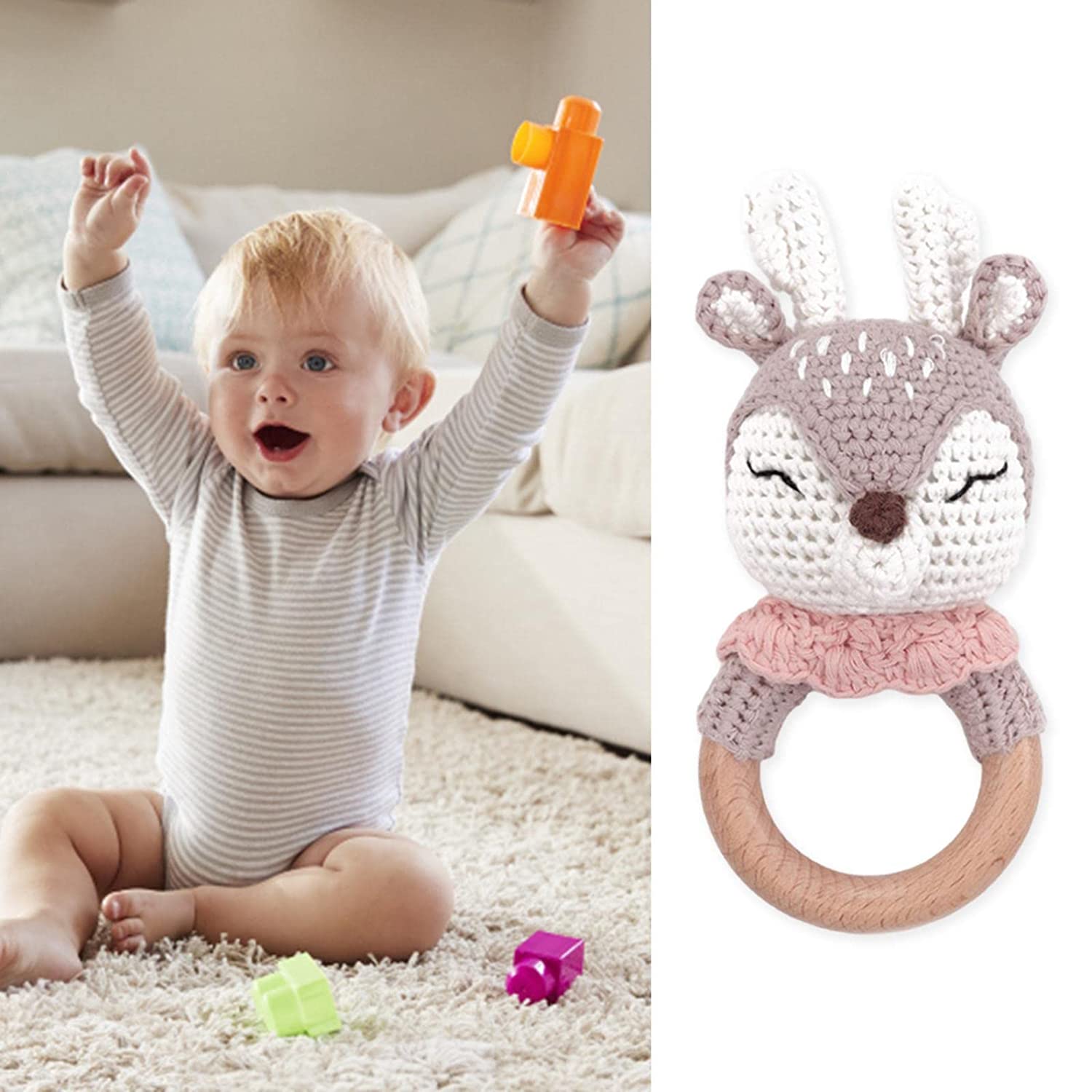 Деревянная детская погремушка Монтессори — фото 5