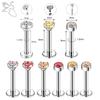 ZS 6-13 STK/LOT 16G Rustfritt Stål Leppe Labret Piercingsett Krystall Monroe Leppepiercing Øre Tragus Helix Bruskpiercing 6/8/10mm