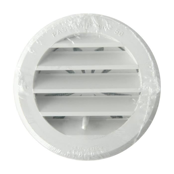 La Ventilazione La ventilation Grille de ventilation en plastique ronde encastrable, blanc, diamètre 96 mm - T8DRB