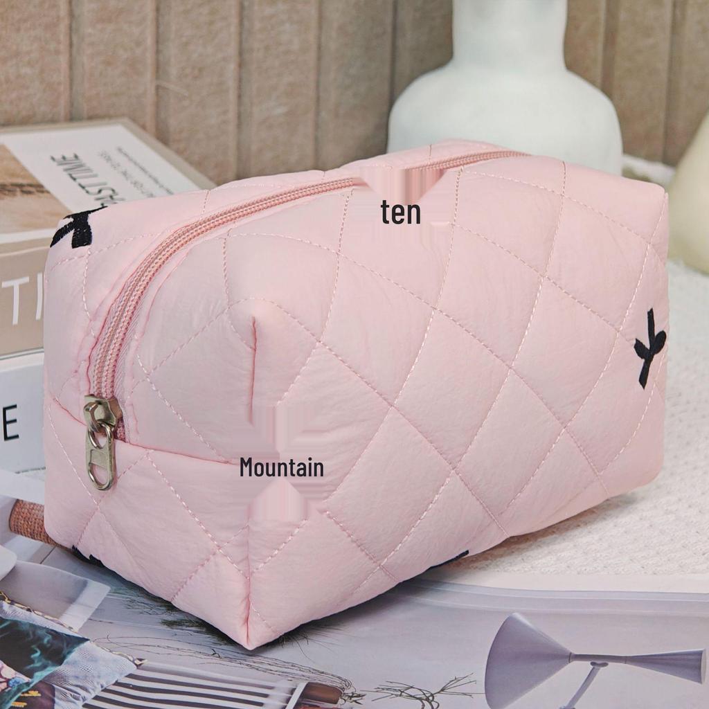 Large Quilted Cotton Handbag: Multipurpose Makeup, Toiletry & Electronics Organizer