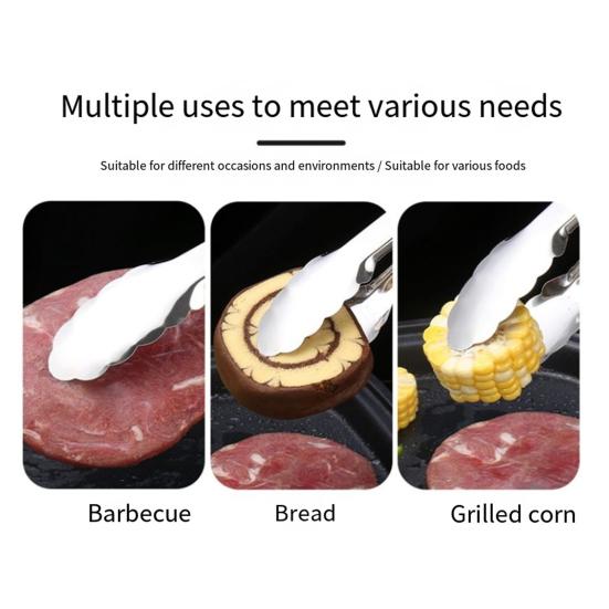 Yousheng Kitchen Tongs with Anti-Slip Handle And Silicone Scalloped Edges, Stainless Steel Locking Food Clips for Grilling BBQ Salad, Dishwasher