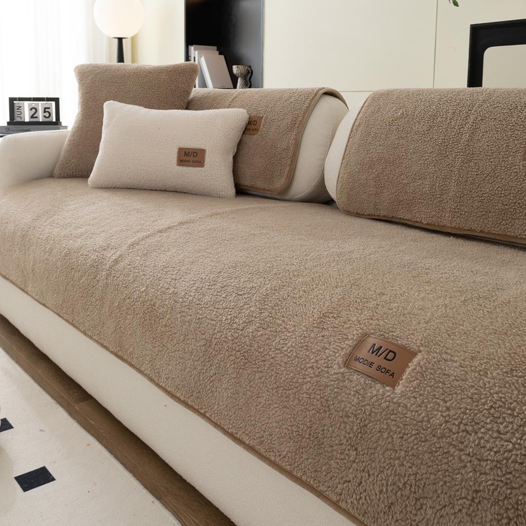 Lamb Plush Sofa Cushion Autumn And Winter  New Thickened Four-Season Universal Seat Cushion Non-Slip Cover Cover Cloth Towel