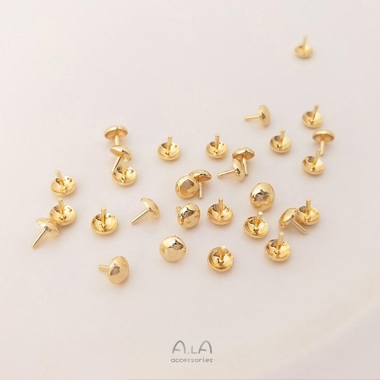 14K Gold-Plated Bead Stopper Earring Stud with Crystal Pearl for Handmade DIY Jewelry