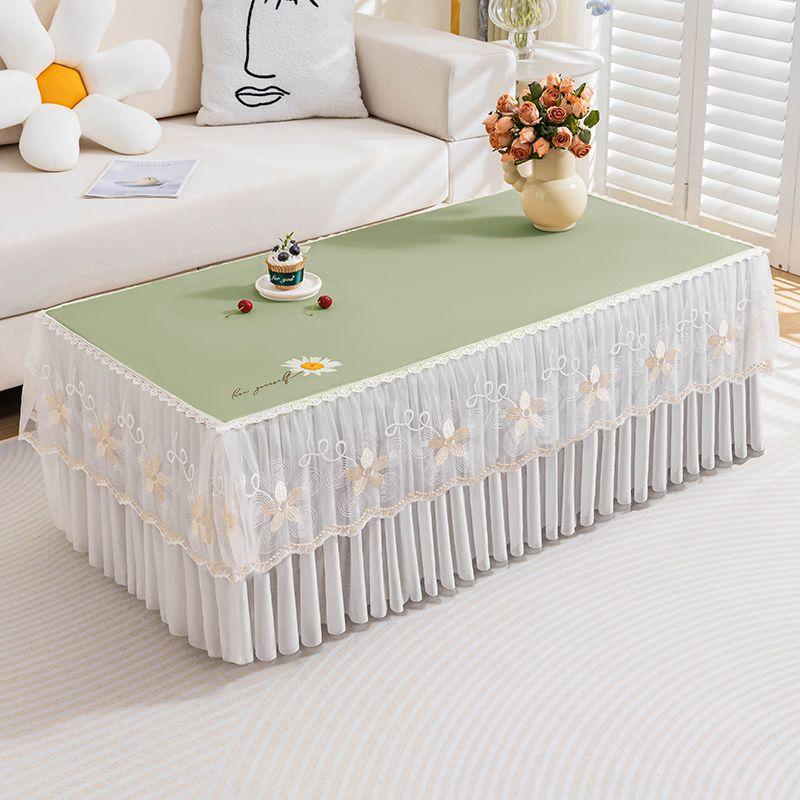 Pink Warm and Wash Free TV Cabinet Dust Cover Flower Patterned Rectangular Tablecloth Pendant Exquisite Lace Edge Table Cushion