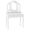 VidaXL Vanity Table and Stool Set White 100x40x146 Cm Paulownia