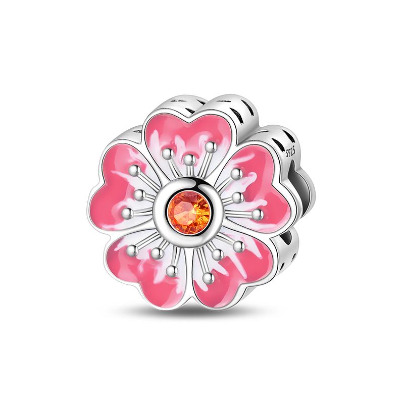 Spring Copper Color Sakura Butterfly Flowers Charm Beads Beads Fit 3Mm Original Design Bracelets Superior Diy Jewelry Birthday Gifts