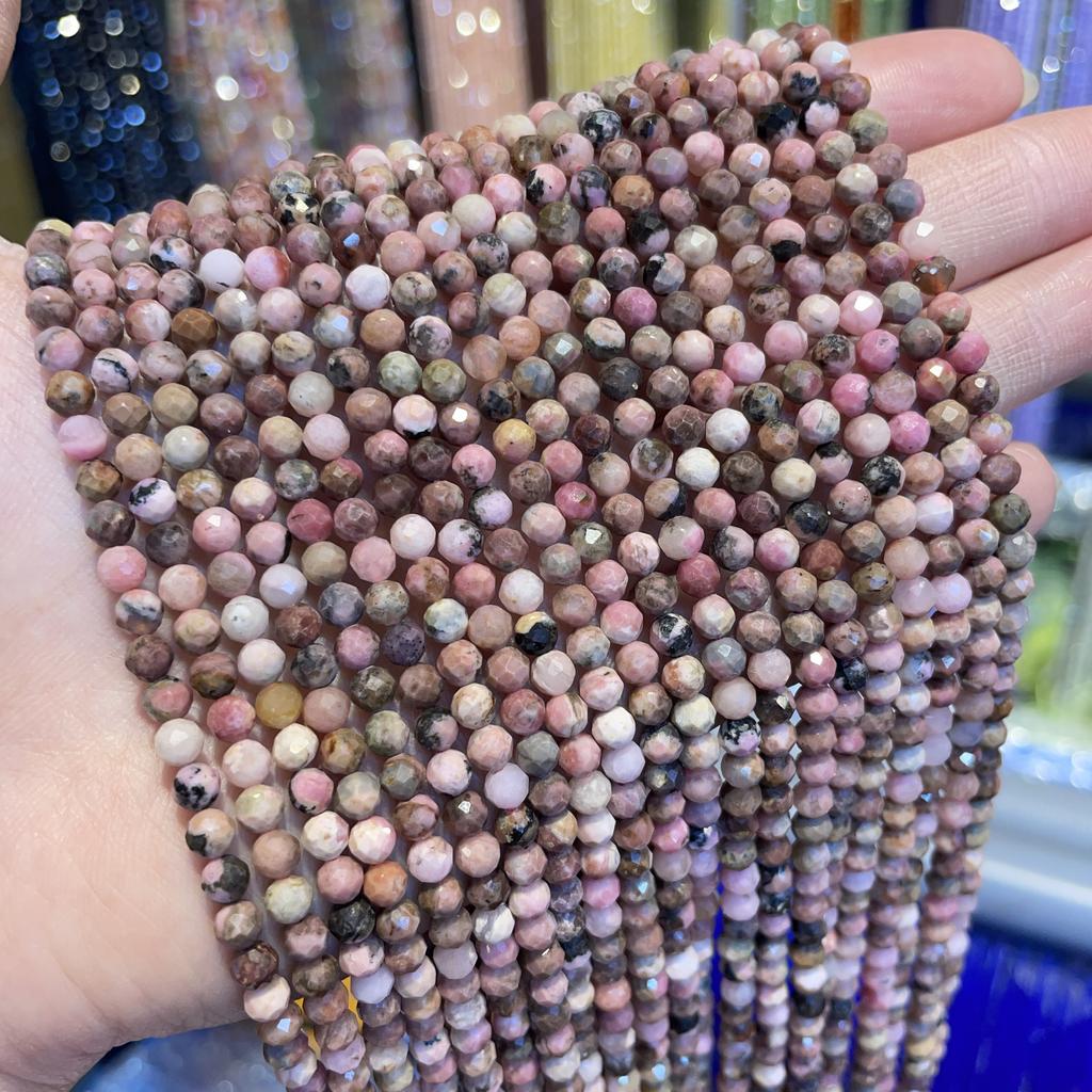 2mm Natural Stone Amethyst Tiger Eye Lapis Lazuli Beads Inlaid with Bright Pearl Jewelry Making DIY Necklace Bracelet Jewelry