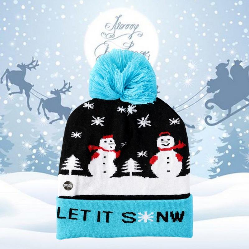 

Зимняя Рождественская Шапка Модная Вязаная Жаккардовая Шапка Солдата Рождественская Вечеринка Теплая Шапка со Светодиодной Подсветкой