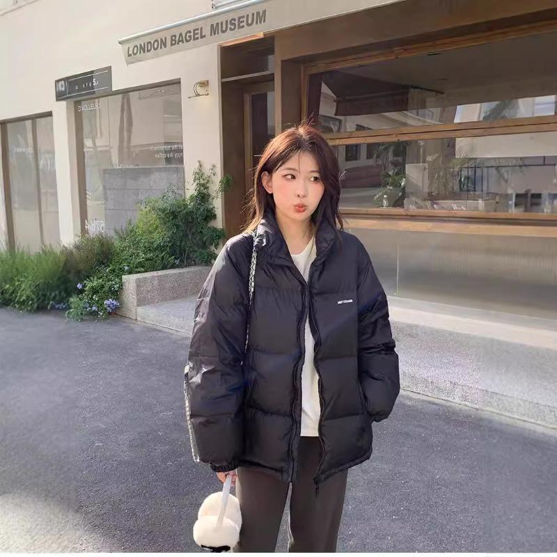 Down jacket women's winter new short small bread jacket stand-up collar thickened loose couple winter