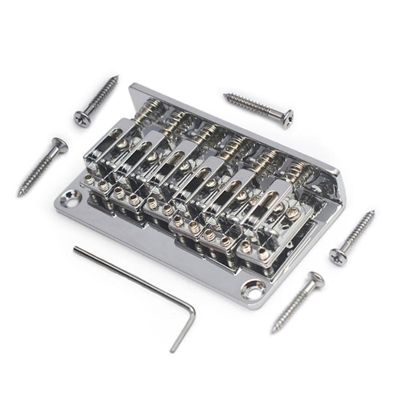 6 String Fixed Bass Bridge Electric Bass Bridge Guitar Fixed Bridge Guitar Bridge Zinc Alloy Texture Suitable for Guitar серебряный