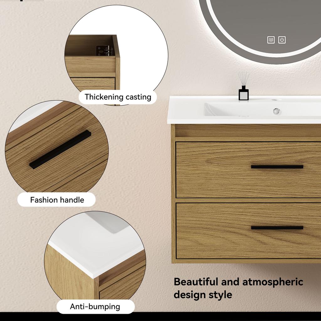 75cm Bathroom Cabinet Light Oak with Ample Storage Space - 2 Drawers
