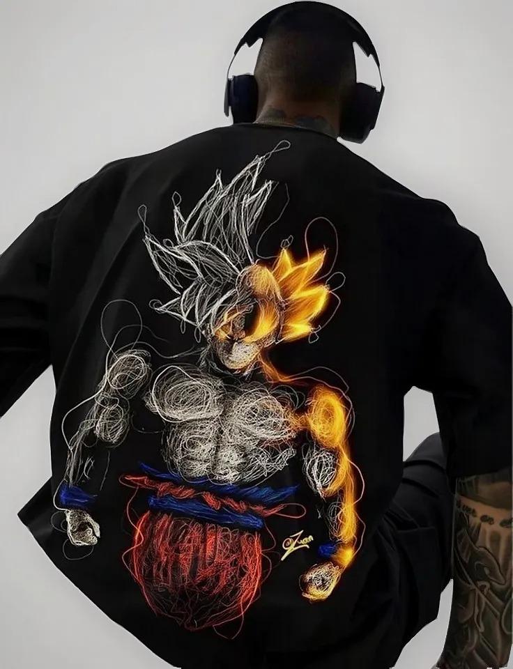 

Футболка с принтом Dragon Ball Streetwear 100% Хлопок Короткий рукав Оверсайз Футболка Мужская Женская Свободная Одежда Harajuku Y2k Топ 4XL