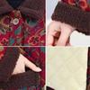 Damen Baumwollmantel mittlerer Länge mit Blumenmuster und Fleecefutter - Winterverdickter Stil für Mittelalte und Ältere