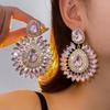 Exaggerated Rhinestone Flower Earrings - Retro Court Style Studs, Fashionable Design for a Unique Look
