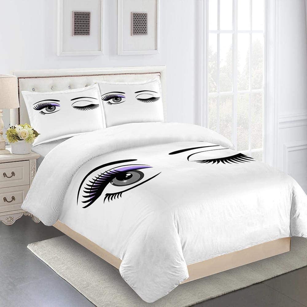 Quilt Sets 3D Eyes Cartoon Print 3Pcs Duvet Cover, Comforter Cover Kids Quilt Cover Full Twin Size Children Bedroom Decoration