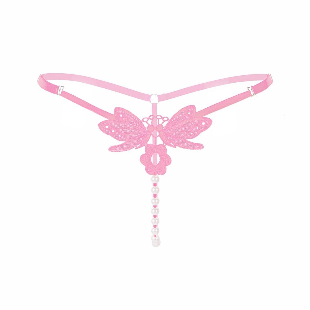 Panties Erotic Sexy String Panties Women Lace Butterfly G-Strings T-Back Thong Transparent Lingerie Cute With Pearls Panty Female Lingerie