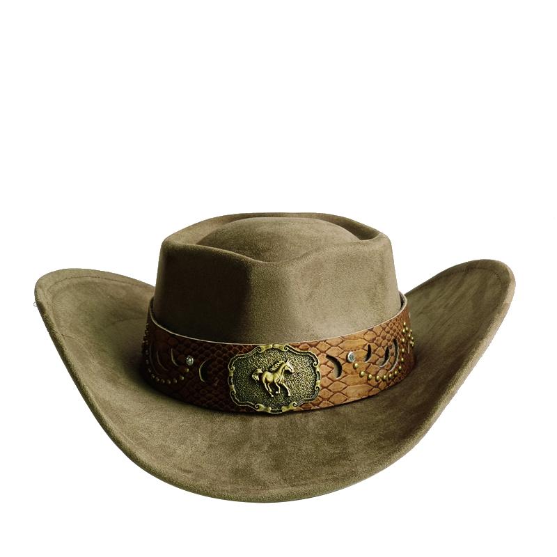 Heart Shaped Cowboy Hat Horse Head Leather Accessory Western Cowboy Hats Vintage Big-edge Gentleman Cowgirl Jazz Hat Holidays