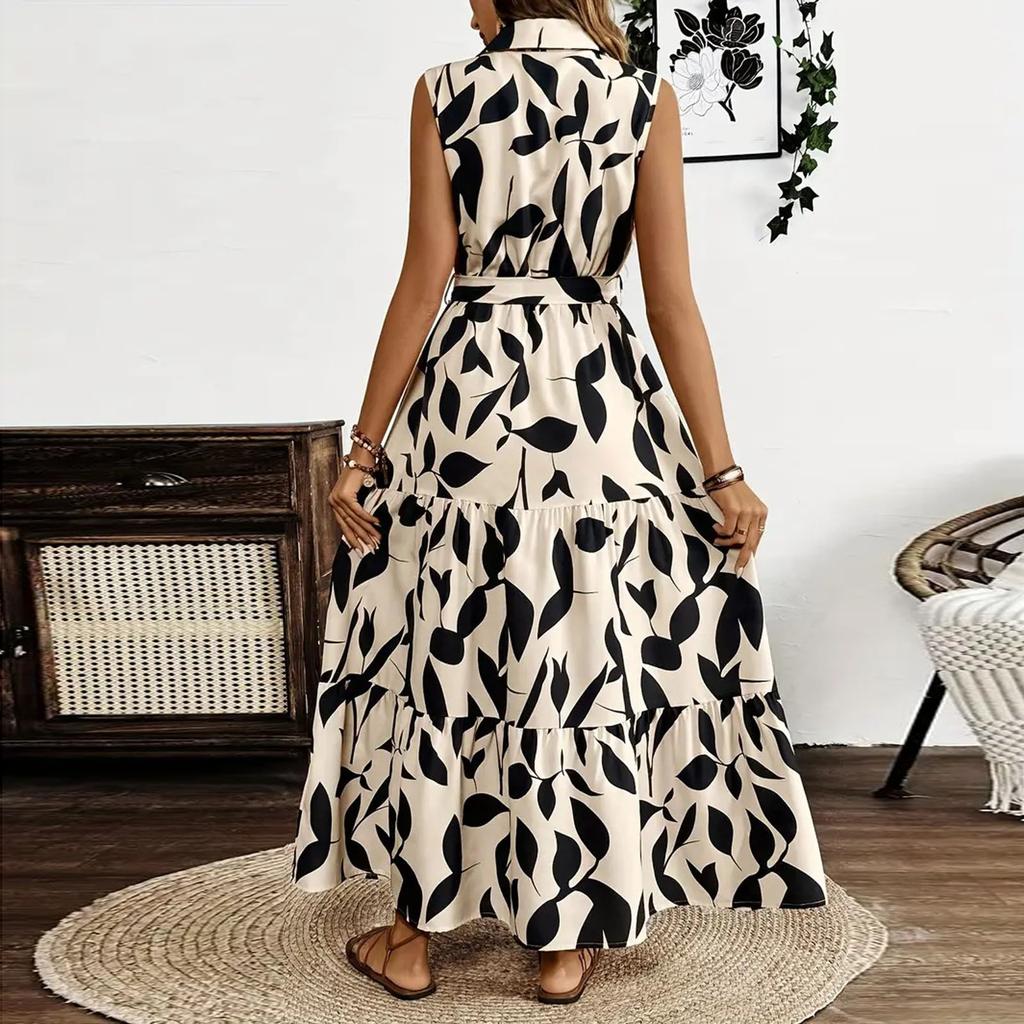 Women Casual Sleeveless Summer Dresses Spring Patchwork Boho Floral Cocktail Party Dress