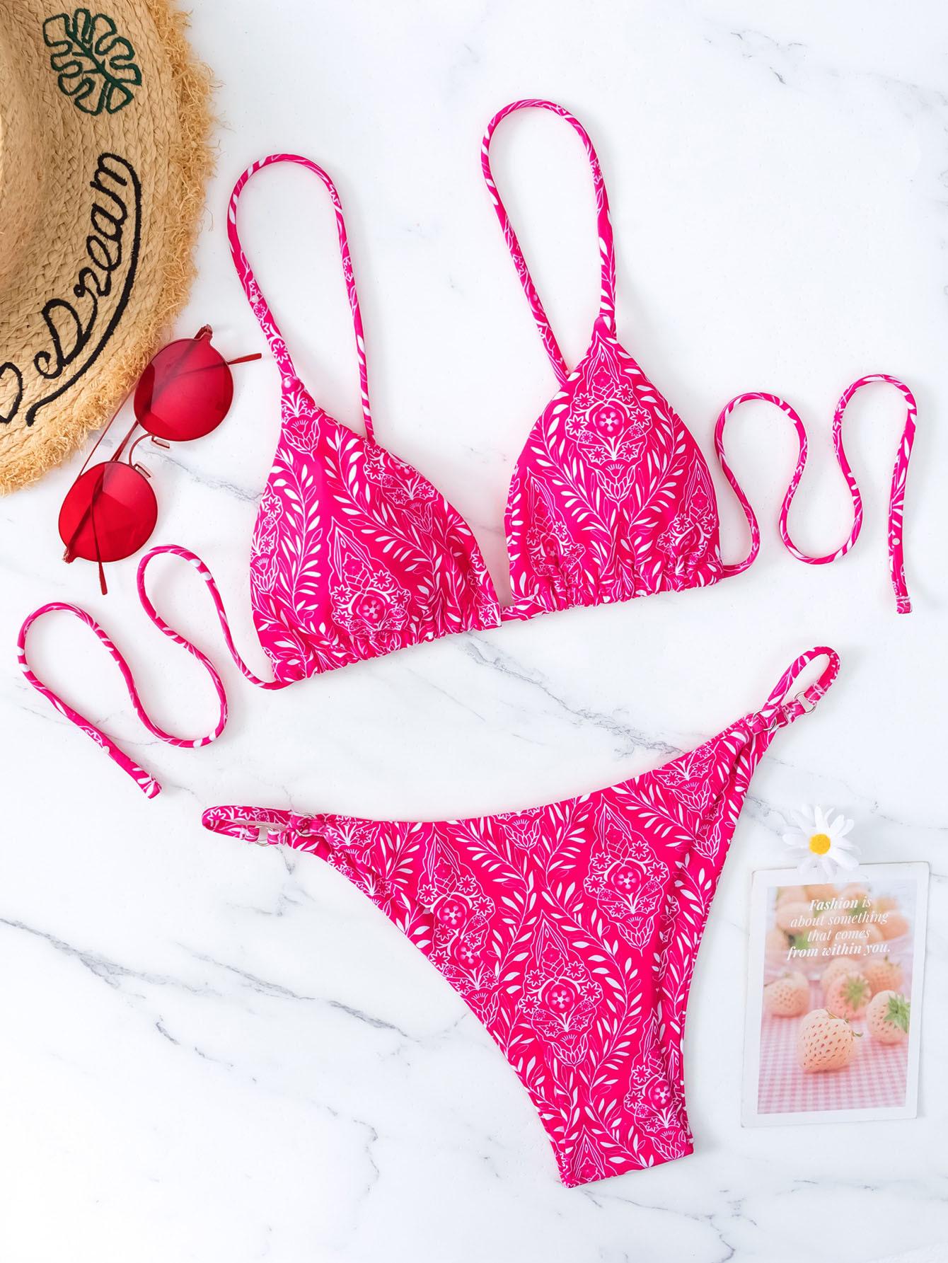 

Шикарный цветочный раздельный купальник для маленькой груди - свежий европейский и американский стиль Medium розы красного