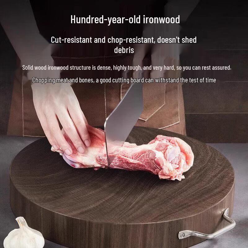 Ironwood Round Cutting Board with Stainless Steel Band