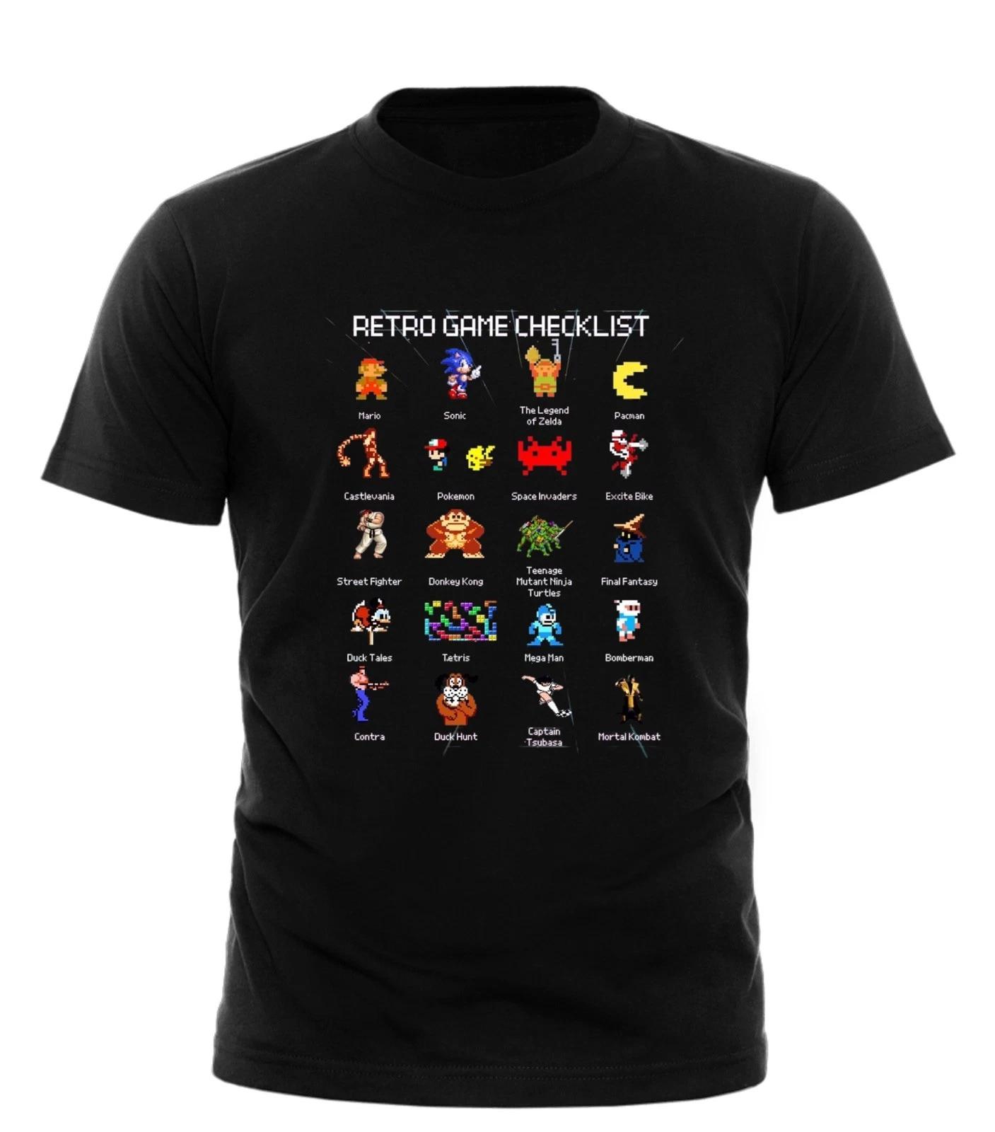 

Retro Gaming T-Shirt Classic Arcade Characters Mario Sonic Pacman Unisex UK Gift L