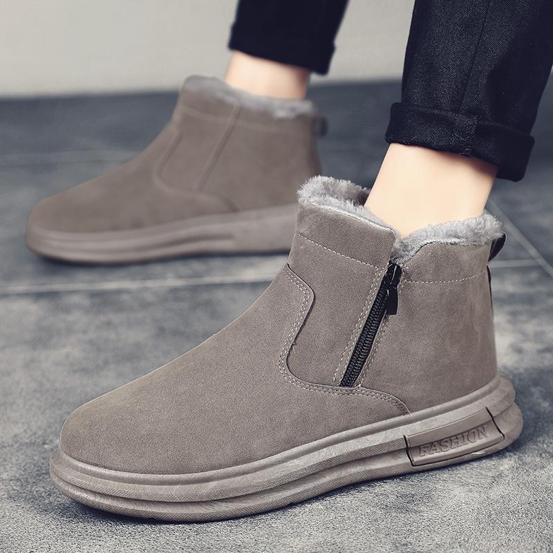 Winter Warm Plush Men Snow Boots Suede Boots Soft Soles Ankle Boots Non-Slip Men Winter Shoes Platform Short Boots Causal Shoes