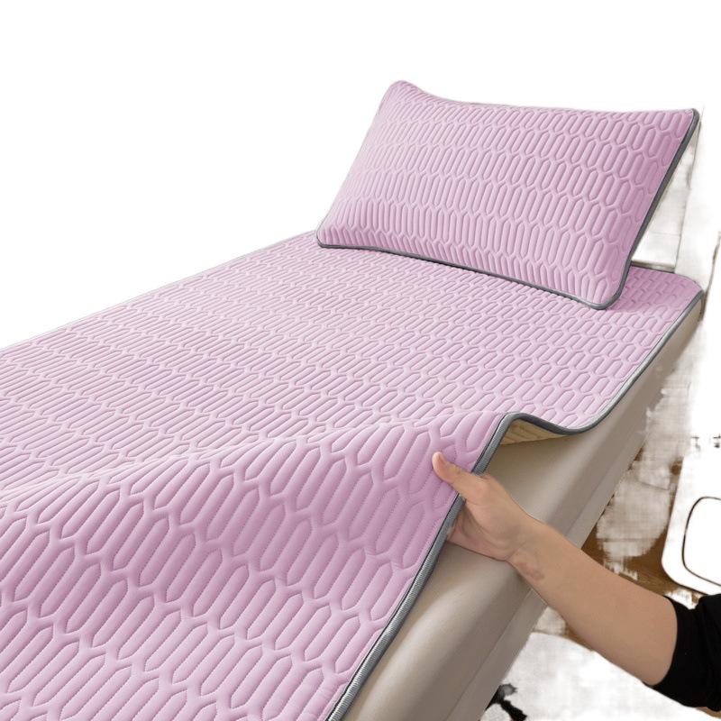 Thickened Ice Silk Cool Bed Sheet & Latex Mattress Topper for Summer