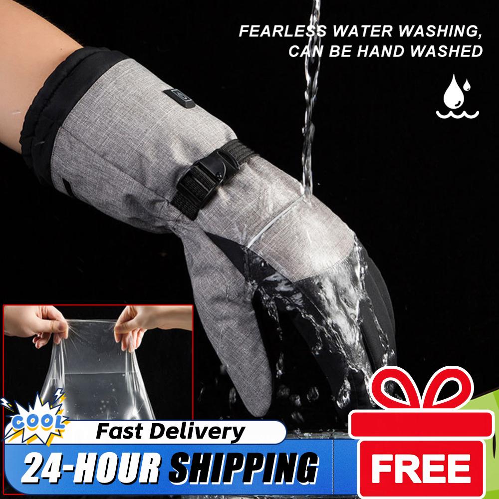 Smart Heated Gloves Winter Waterproof Electric Heating Gloves for Motorcycle Riding Outdoor Sports & Skiing (Gloves+Battery Box)