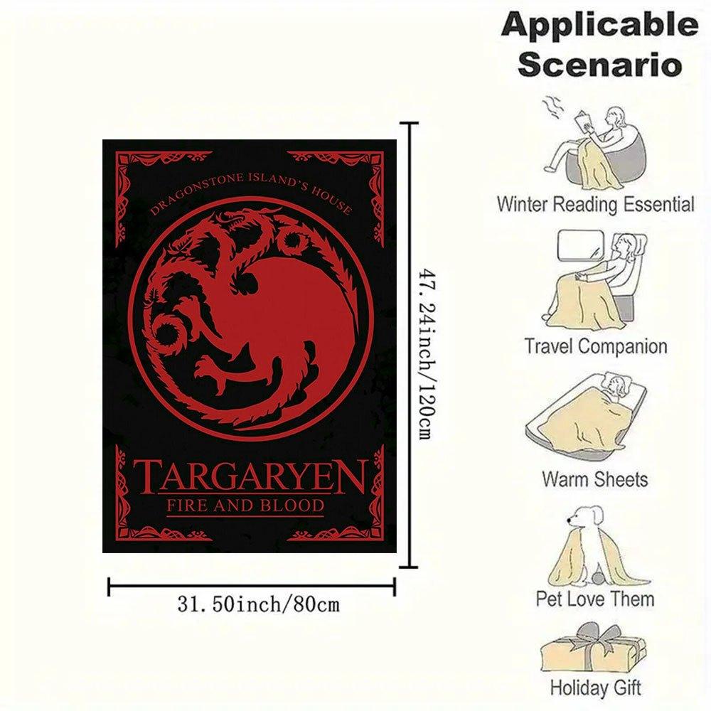 Targaryen Fire and Blood: The Story of Game of ThronesBlanket Flannel Throw Blanket for Sofa, Bed, Travel, Camping, Office, Couch, Chair, An