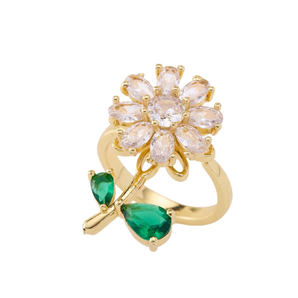 Luxury Rotatable Zircon Index Ring for Women with Personality