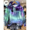 Womens Relaxed Fit Hooded Long Sleeve Sweatshirt With 3D Floral Plaid Print Breathable Comfort Casual Top