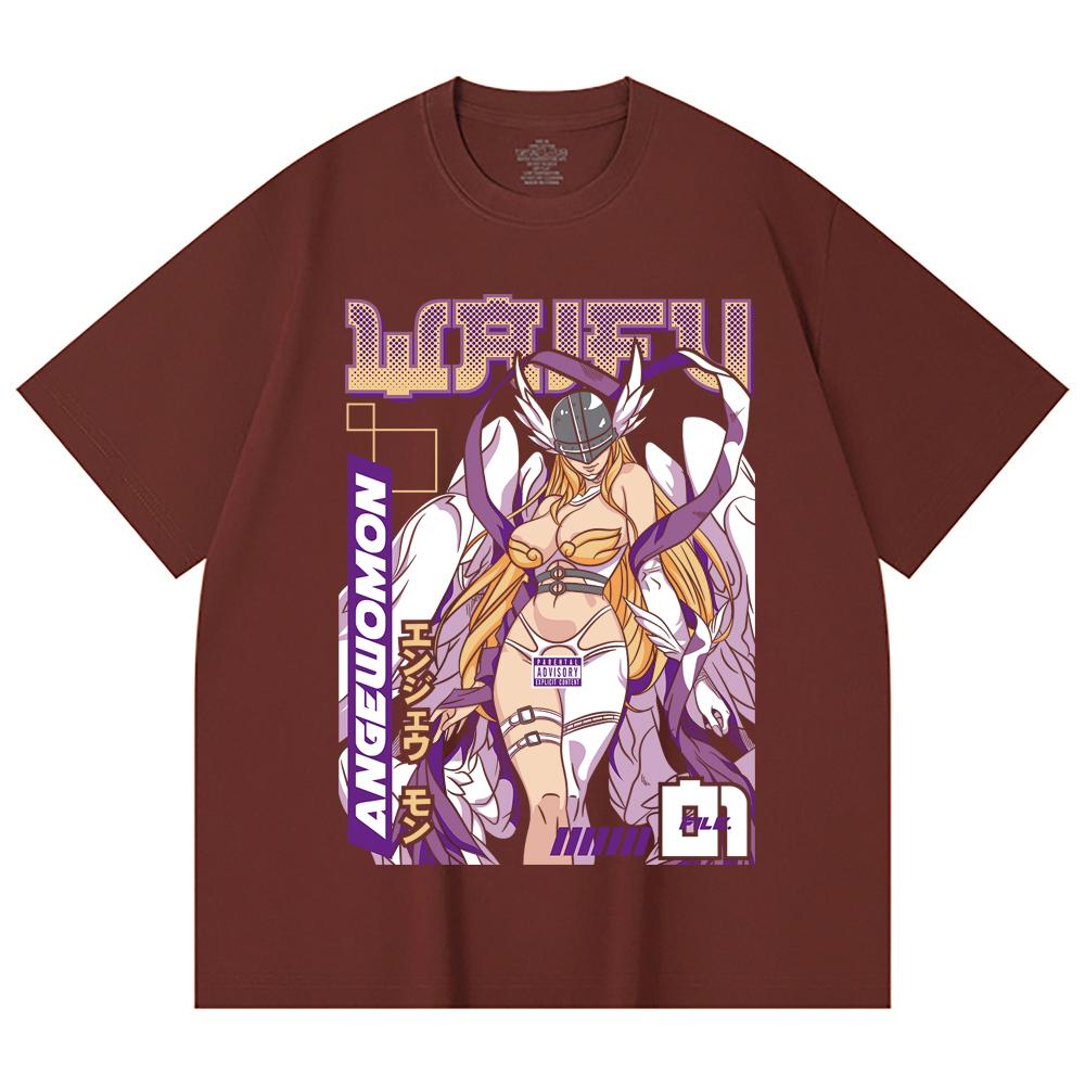 230 Gsm 100% Cotton Digimon V9 Angewomon Waifu Print Unisex Heavy Cotton T Shirt