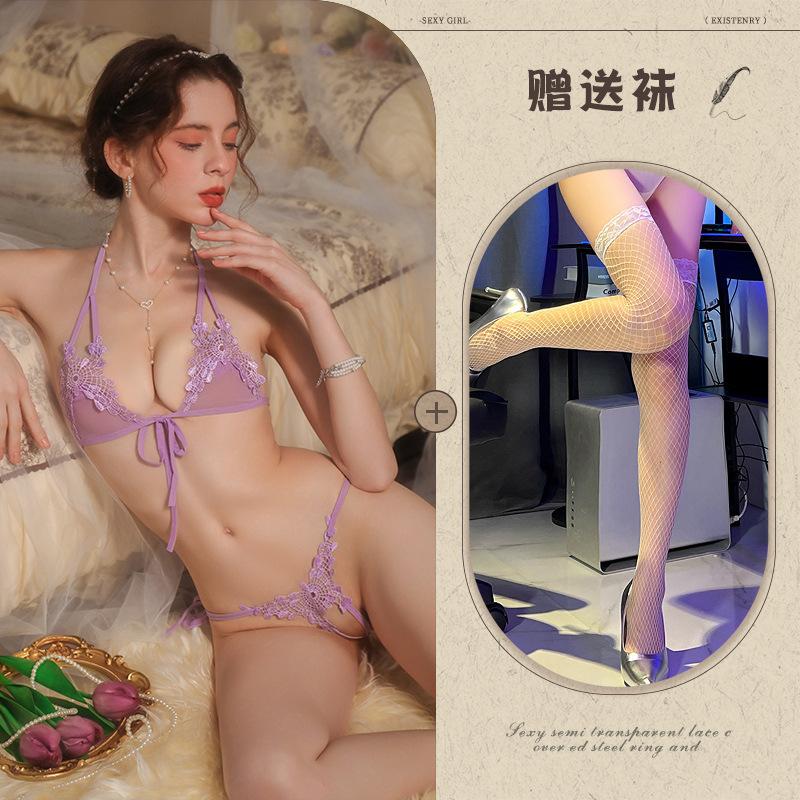 New sexy three-point erotic underwear free bikini open crotch temptation large size women's suit