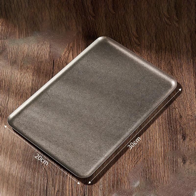 Steak Tray 304 Stainless Steel Antique Square Tray Creative Restaurant Display Dinner Plates Retro Style Dessert Barbecue Plate