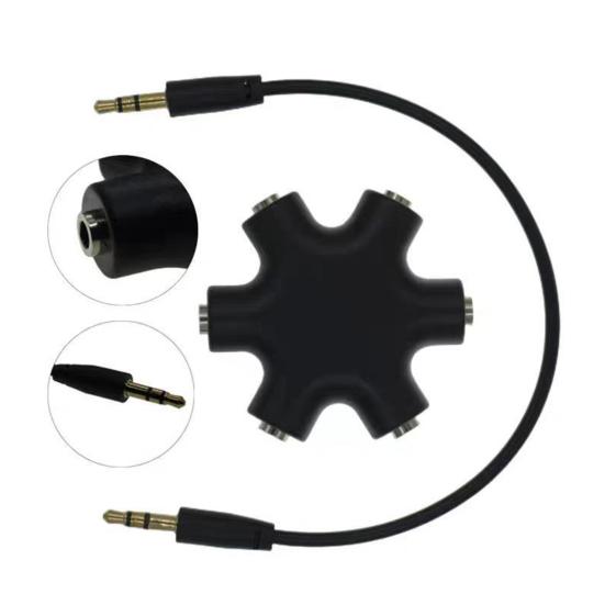 3.5mm Audio Splitter Adapter 1 Male To 5 Female Headphone Jack Distributor for Multiple Devices Audio Sharing Reverse Operation Splitter Compatible