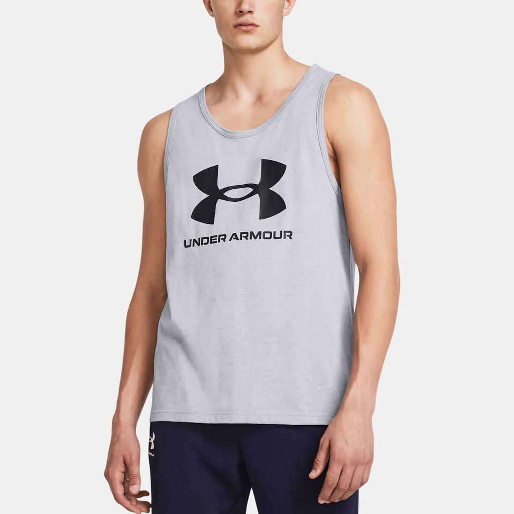 Under Armour UA Sportstyle Logo Print Sleeveless Hoodie Vest Men Tops Gray 1382883-035