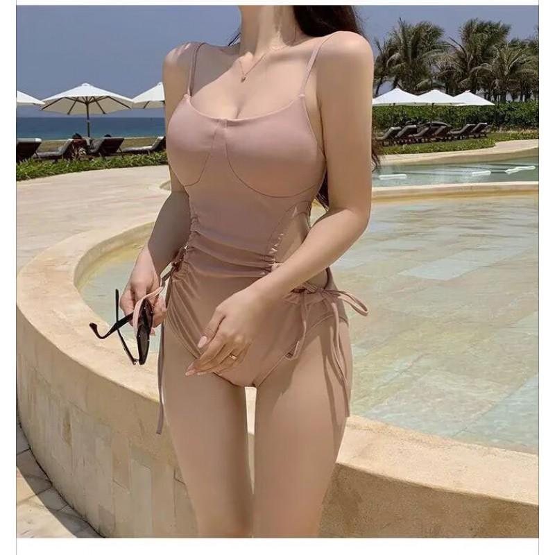 Womens Solid Color One Piece Swimsuit With Removable Pads Waist Cutout Sexy Bathing Suit Pool Beach Vacation