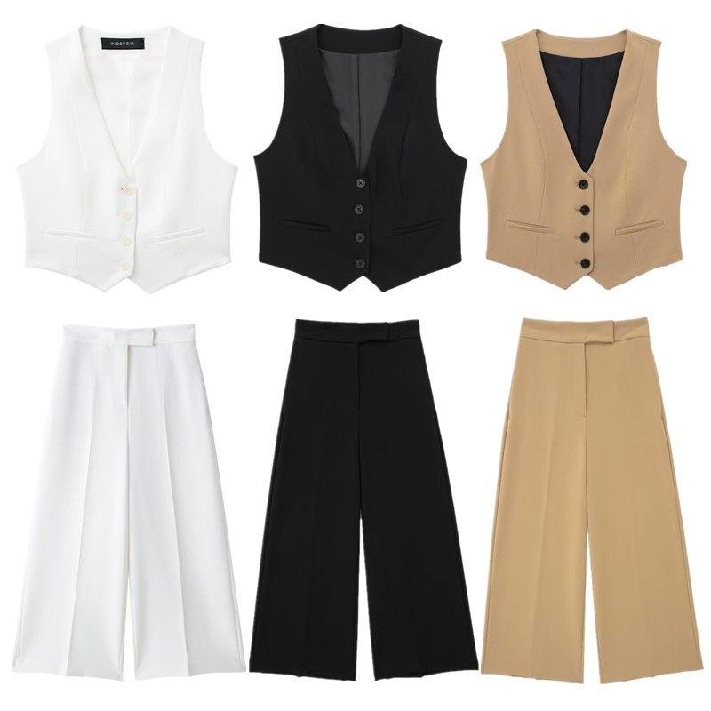 Women's Fashion Style Fall Lapels High Waist Pants Suit