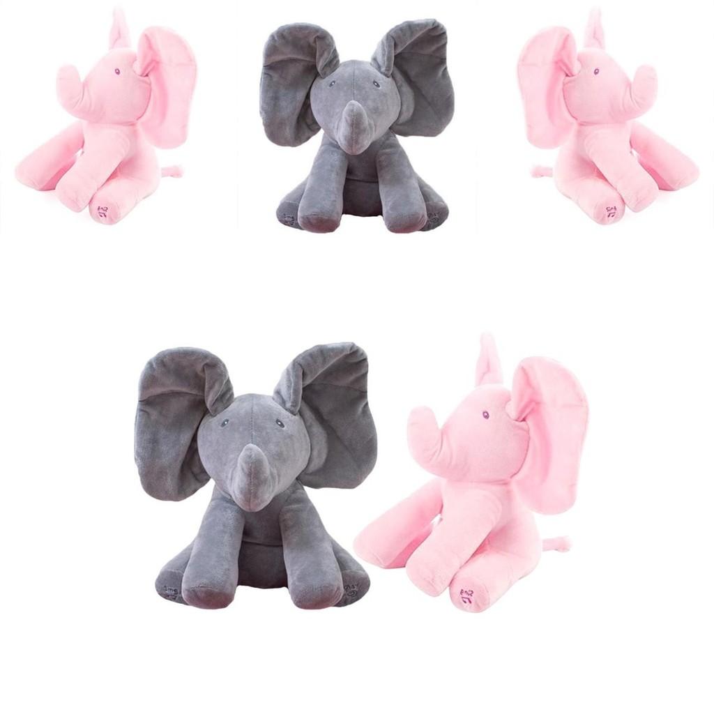 Grauer Peek-a-boo Musik-Kuscheltier-Elefant Weich Entzückend Und Perfekt Für Kleinkinder