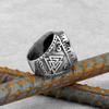 Europäischer und Amerikanischer Wikinger Odin Dreieck Logo Kraft Runen Ring Edelstahl Herren Amulett Jugend Mode Ring Schmuck