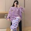 2025 Autumn Winter Warm Flannel Women Pyjamas Sets Thicken Coral Velvet Long Sleeve Cute Cartoon Sleepwear Flannel Pajamas Set for Young Girl