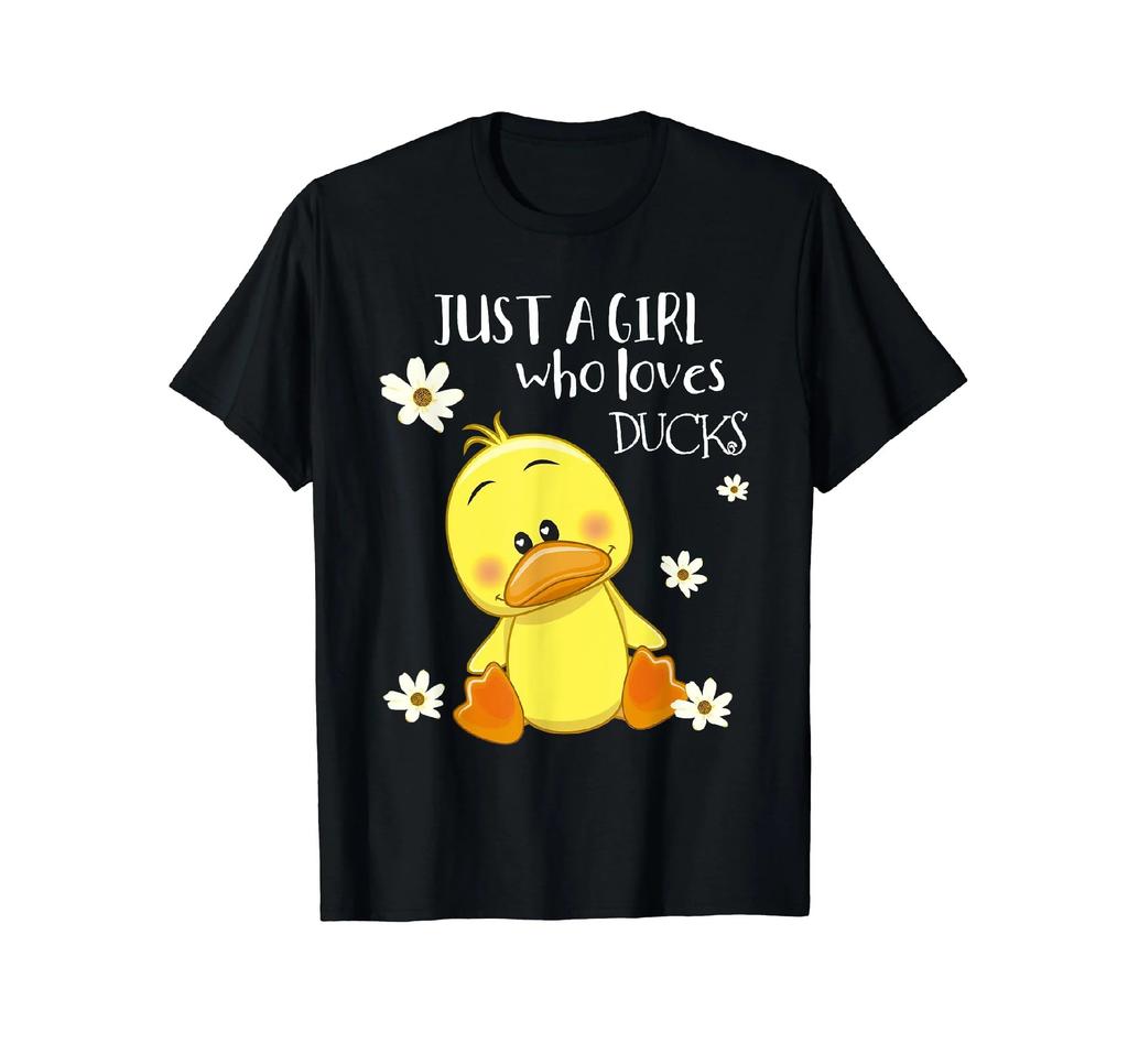 Cute Just A Girl Who Loves Ducks Graphic Tee Soft Cotton Crew Neck T-Shirt