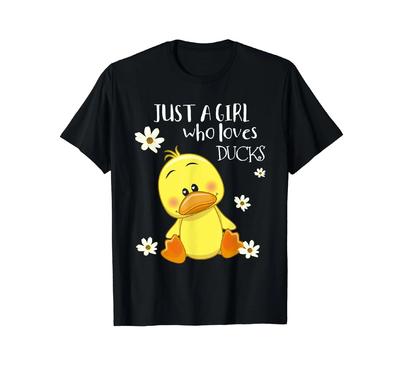 Cute Just A Girl Who Loves Ducks Graphic Tee Soft Cotton Crew Neck T-Shirt